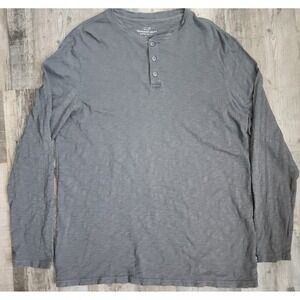 Vineyard Vines Henley Shirt Mens Large Grey Long Sleeve Slub Cotton Classic